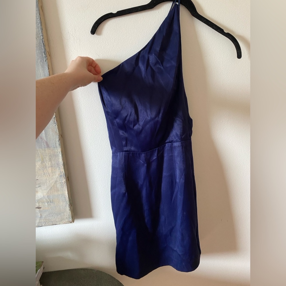 H:ours Navy One Shoulder Mini Dress